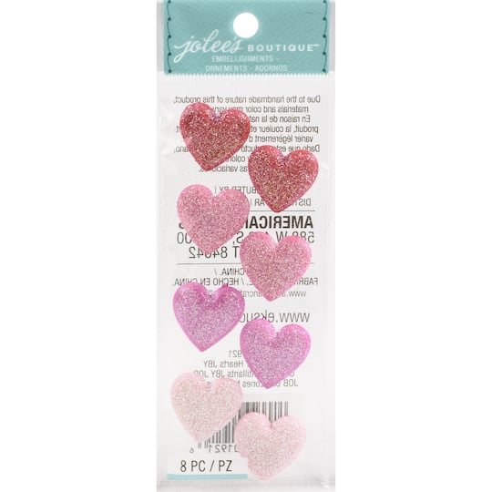 Jolee&#x27;s Boutique Dimensional Repeat Stickers-Glitter Hearts
